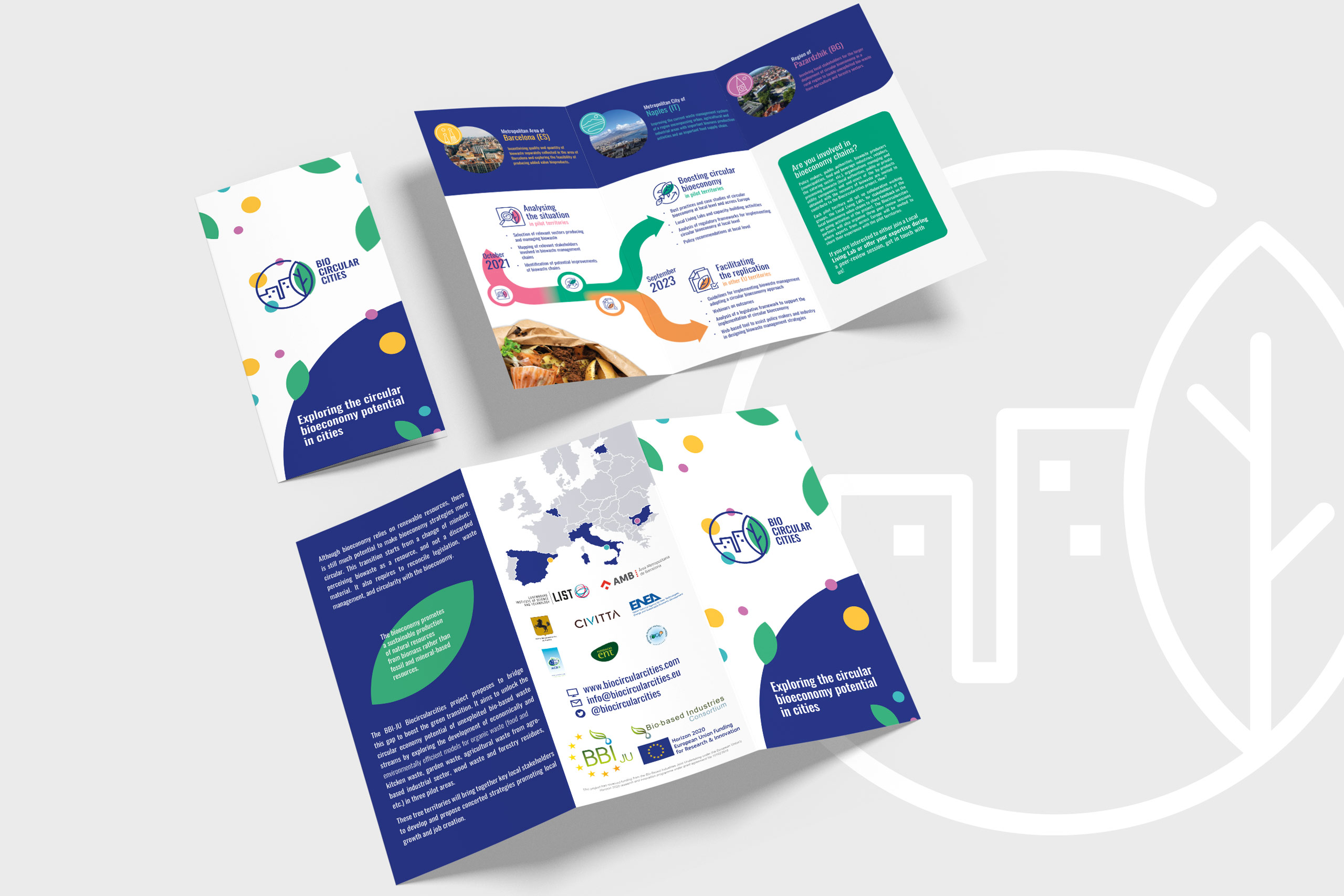 Biocircularcities - Dépliant - Mise en page - Graphisme - Décortik