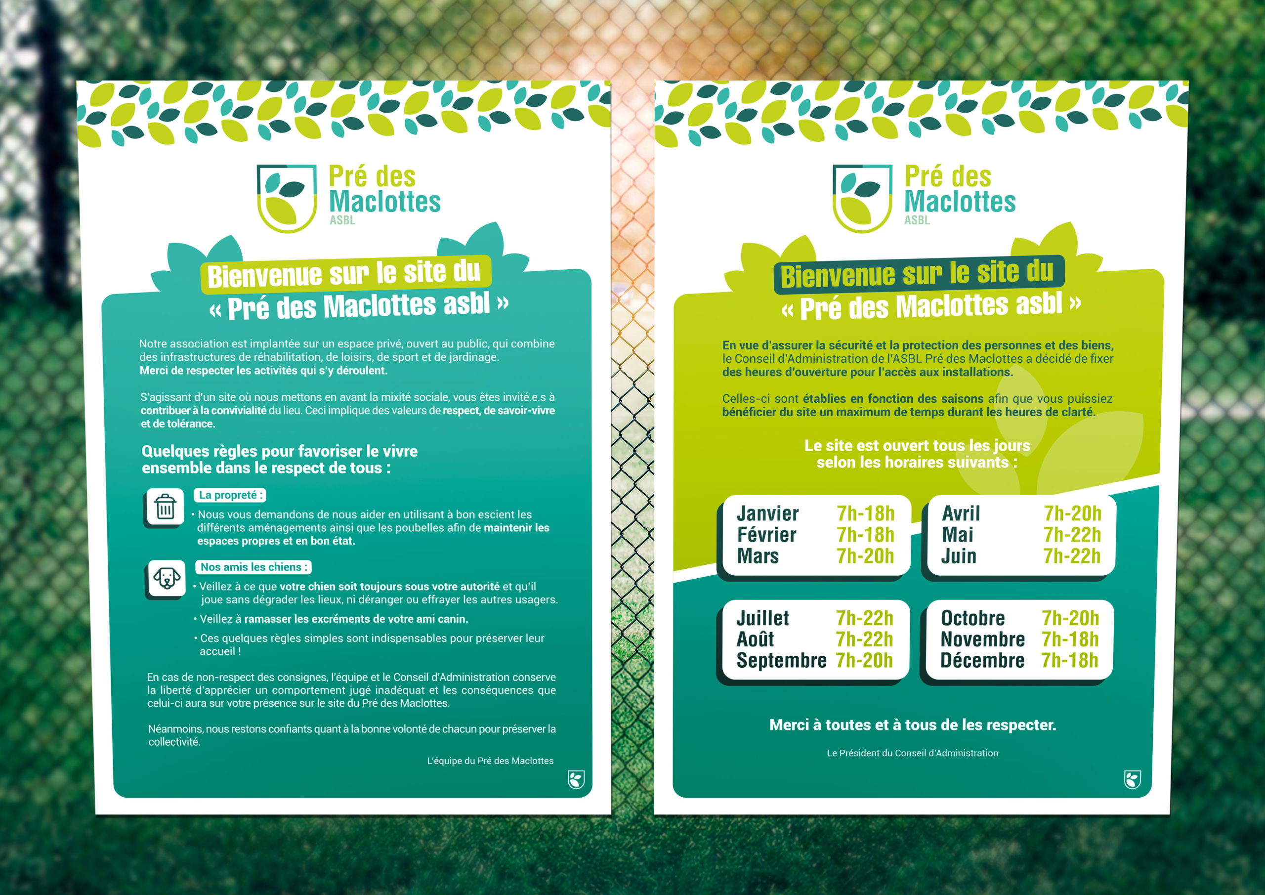 Pré des Maclottes - panneaux - Identité visuelle - Décortik